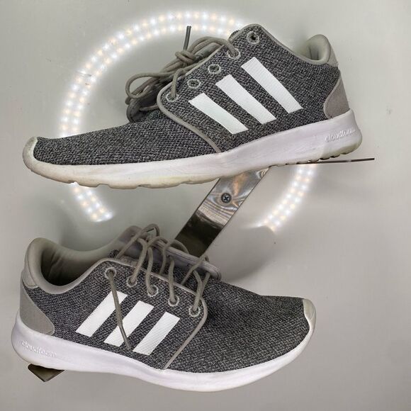 Adidas Womens Cloudfoam QT Racer AW4313 Gray Running Shoes Lace Up Size 7 - Picture 1 of 8